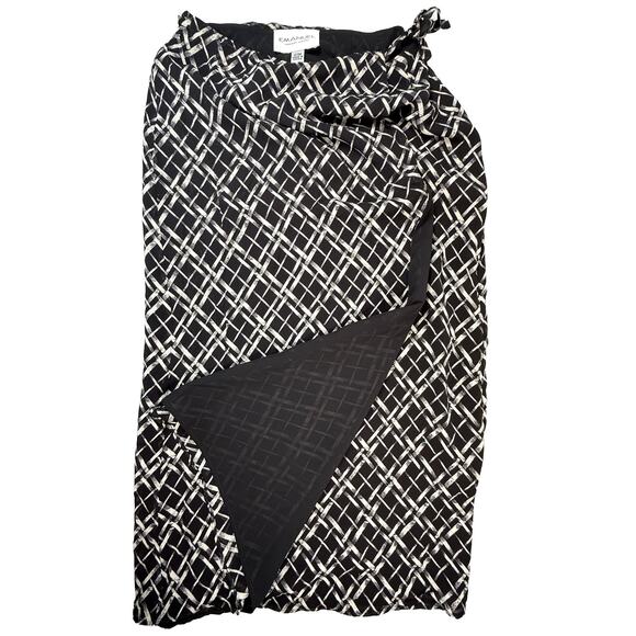 🖤 Emanuel by Emanuel Ungaro Black & White Silk Wrap Skirt – Y2K Print - Picture 2 of 6